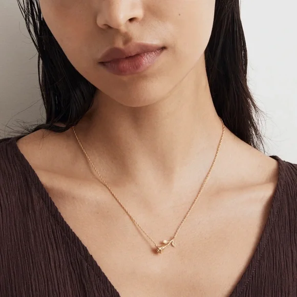 NEW MADEWELL Rose Pendant Necklace Vintage Gold - Picture 3 of 7